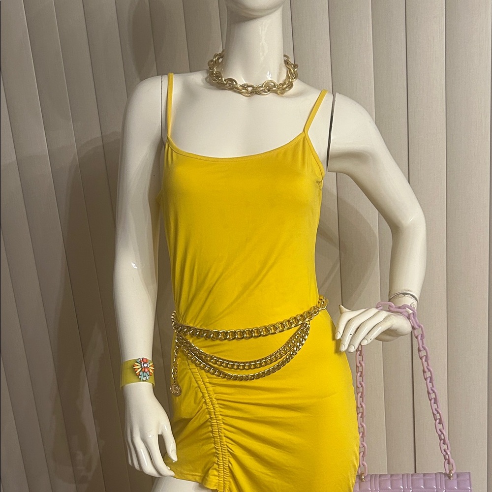Vibrant Yellow Asymmetrical Dress